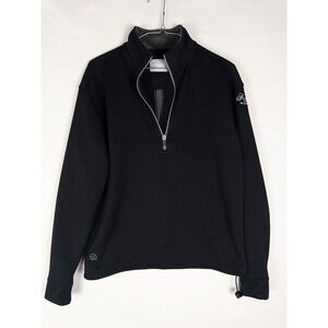 Straight Down Pullover Mens M Black Waffleknit Fairmont Chicago 1/4 Zip Logo